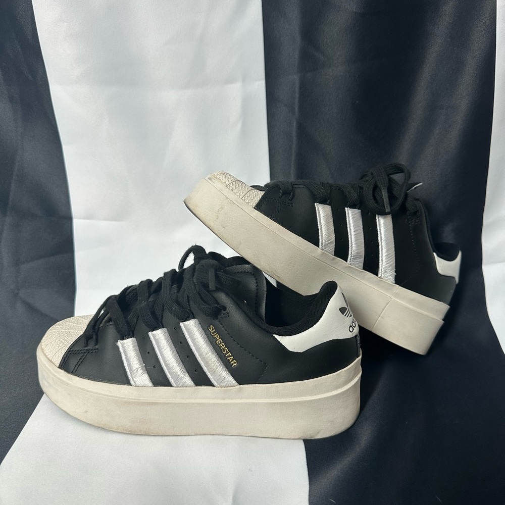 Adidas Superstar Black and White Platform Shoes